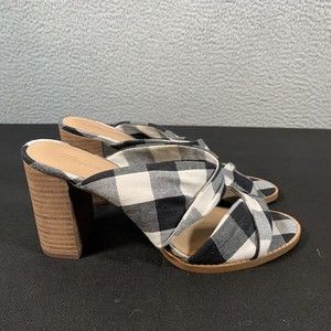 Madewell Sandals‎ Womens 8.5 Alexandria Gingham Check Block Heel